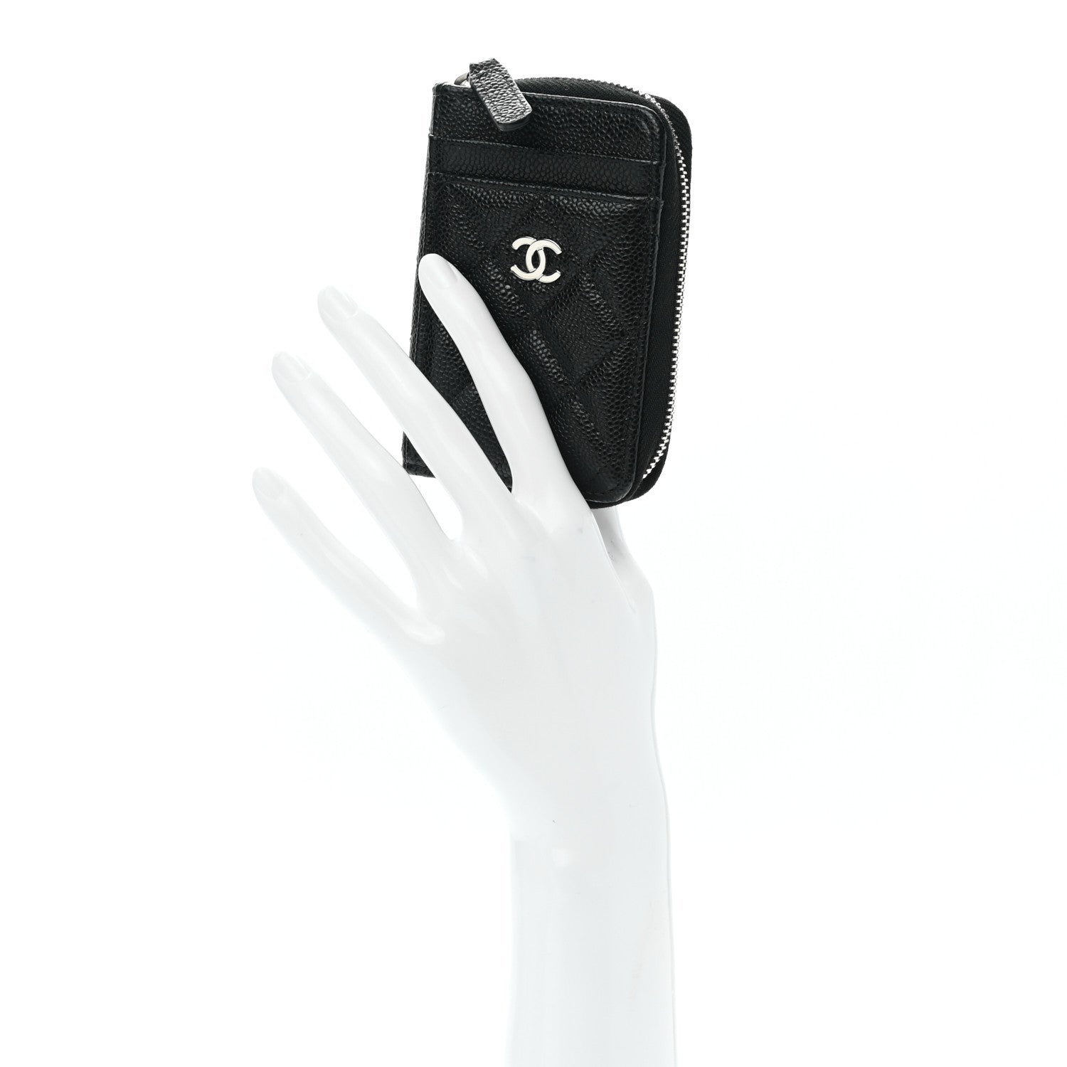 Chanel Caviar Quilted Zip Card Holder Black 2 of 8