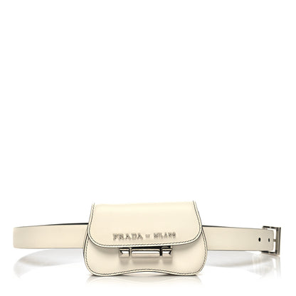 Prada City Calfskin Micro Sidonie Belt Bag 85 34 White Black 1 of 8