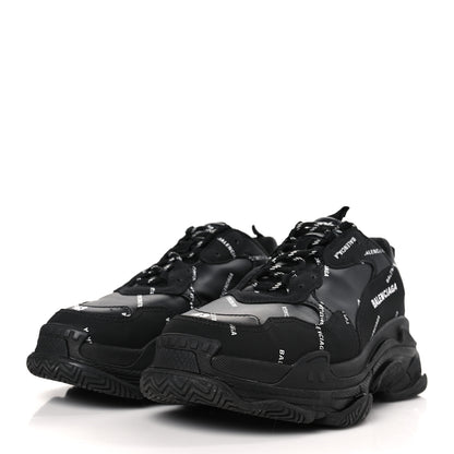 Balenciaga Technical Fabric Allover Logo Mens Triple S Sneakers 43 Black White 3 of 7