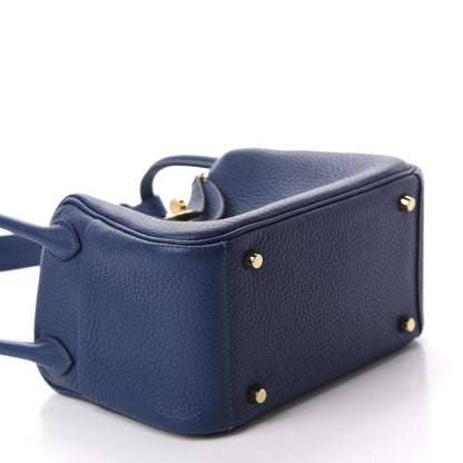 Hermes Taurillon Clemence Mini Lindy 20 Deep Bleu 4 of 11
