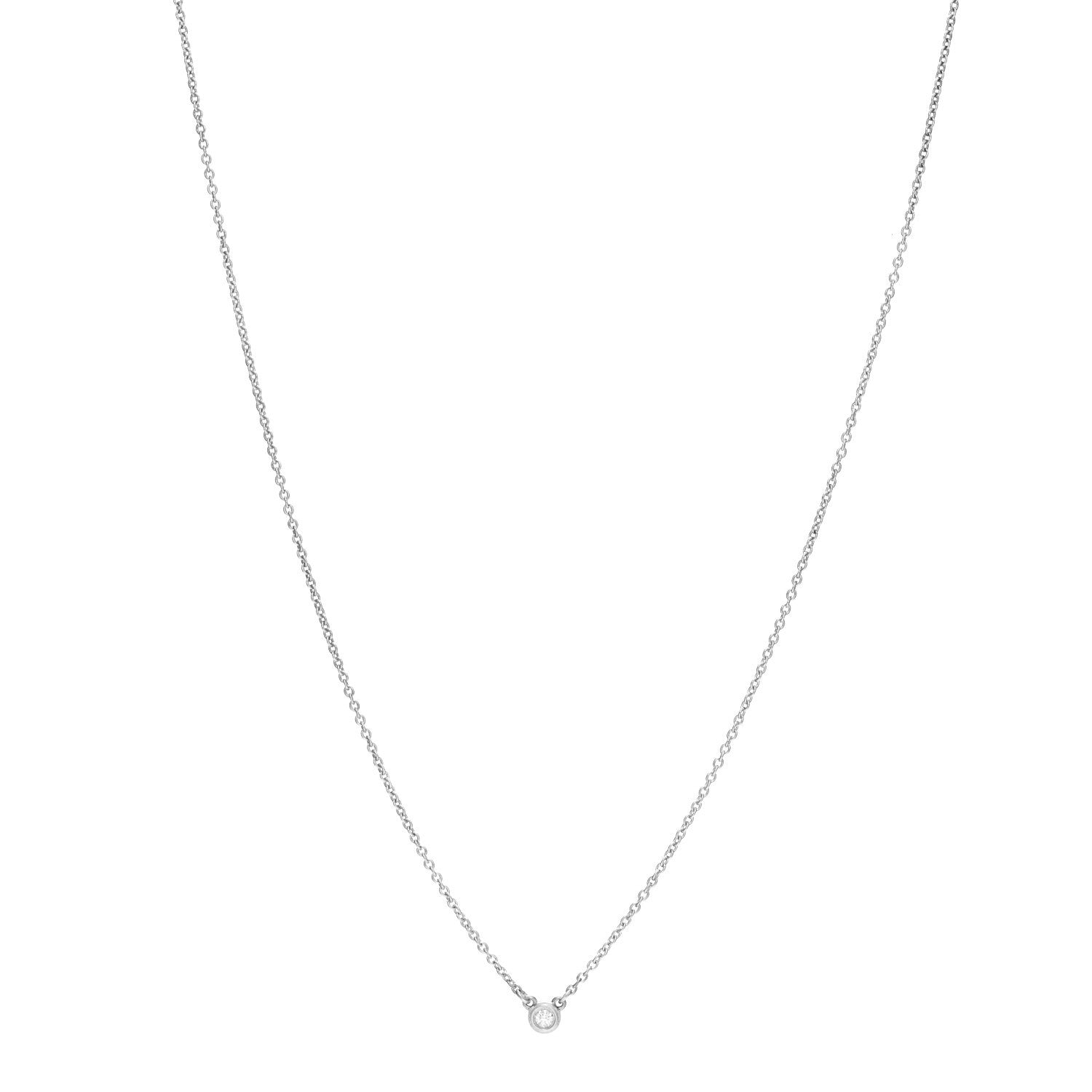 Tiffany Sterling Silver Diamond .03ct Elsa Peretti Diamonds by the Yard Pendant Necklace 1 of 7