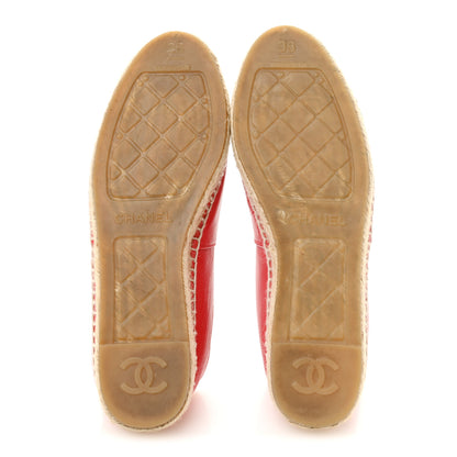 Chanel Lambskin CC Espadrilles 38 Red 6 of 9