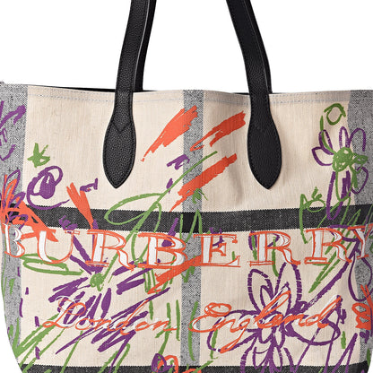 Burberry Coated Canvas Medium Reversible Doodle Tote White Black 9 of 13