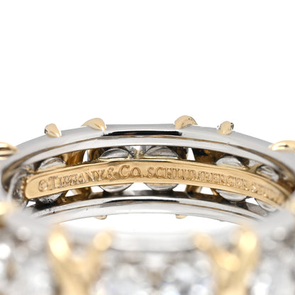Tiffany Platinum 18K Yellow Gold Diamond Schlumberger Sixteen Stone Ring 56 7.5 5 of 5