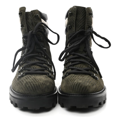 Jimmy Choo Corduroy Suede Nappa Eshe Flat Hiking Boots 39 Seaweed 2 of 7