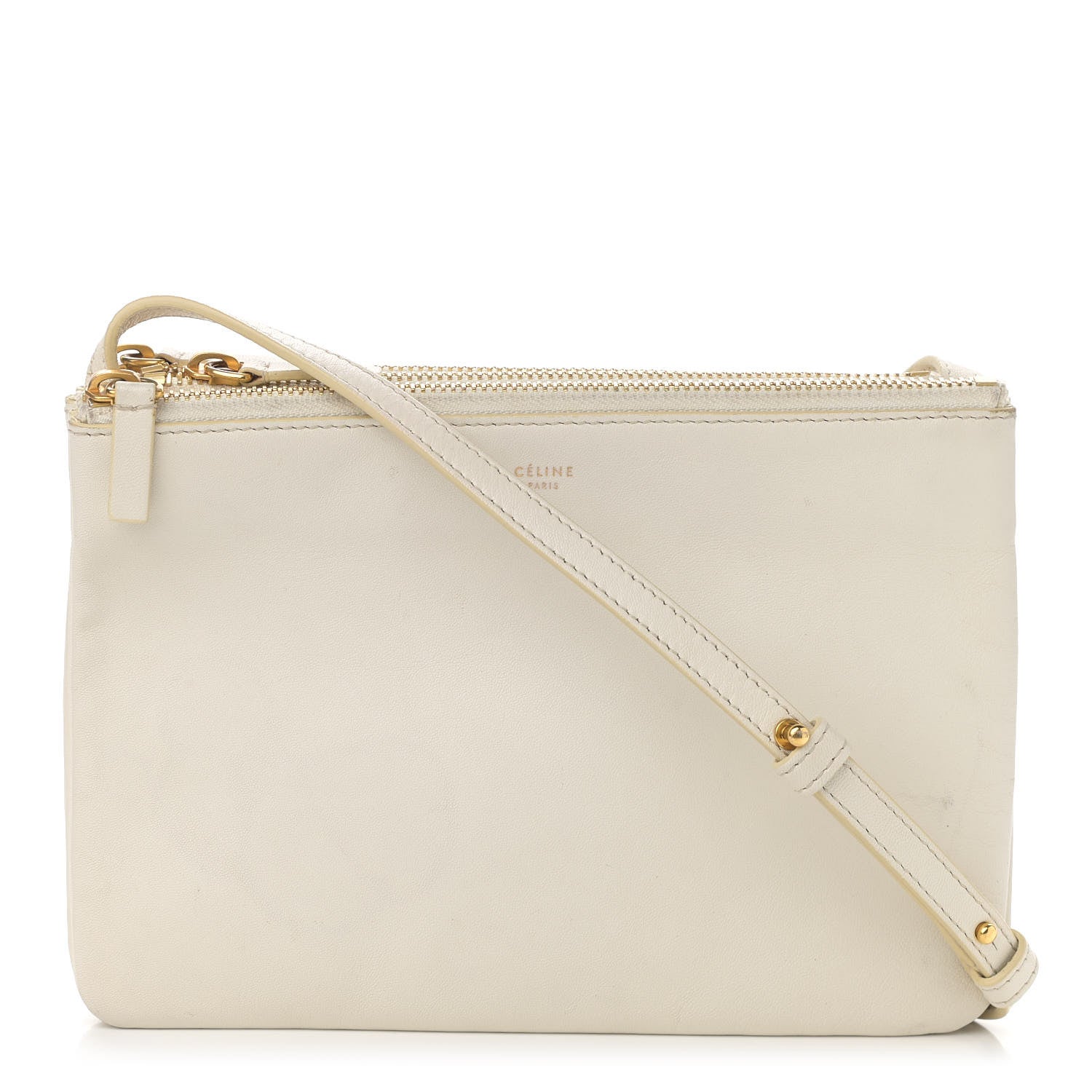 Celine Lambskin Small Trio Crossbody Bag White 1 of 13