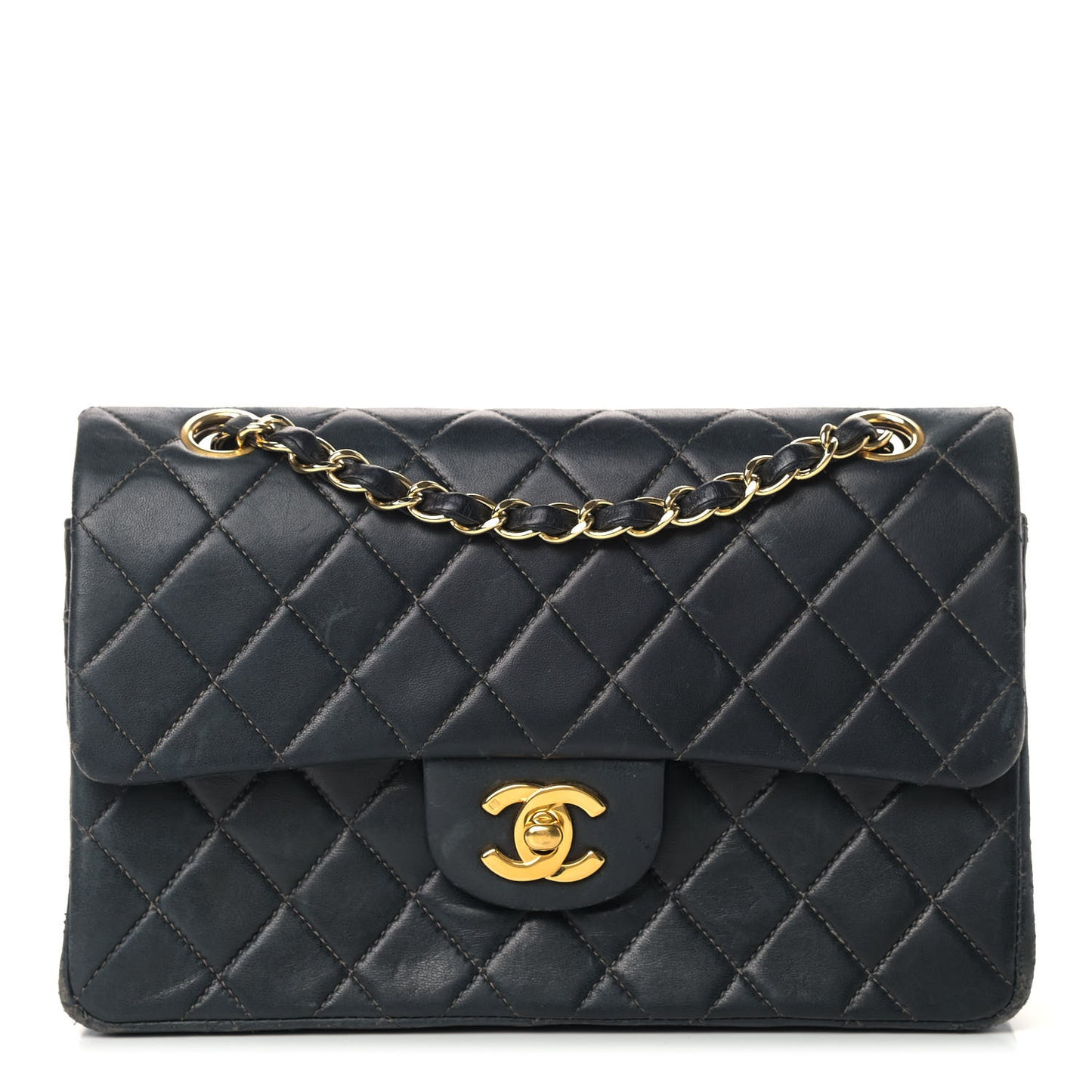 Lambskin Quilted Small Double Flap Black