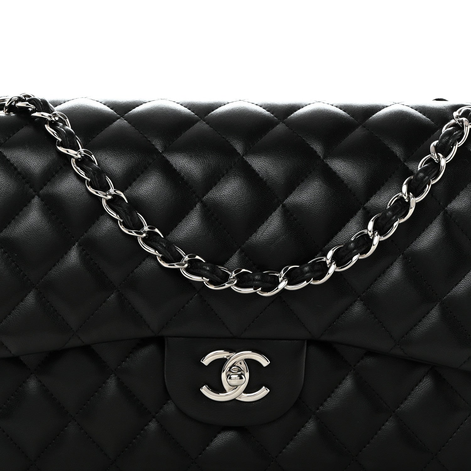 Chanel Lambskin Quilted Jumbo Double Flap Black 7 of 9