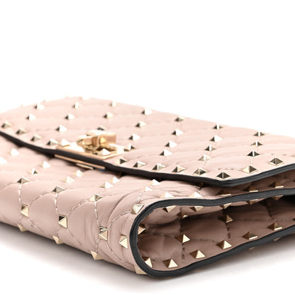 Valentino Garavani Nappa Rockstud Spike Wallet On Chain Poudre 8 of 9