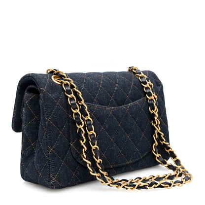 Chanel Denim Quilted Medium Double Flap Dark Blue 3 of 10