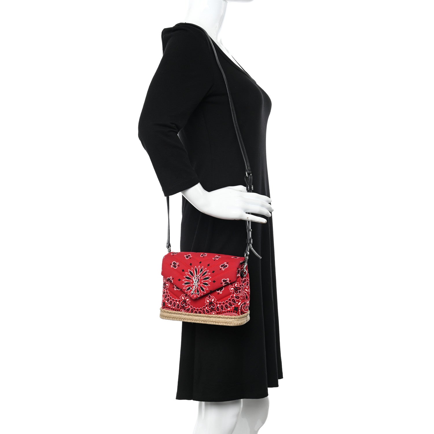 Saint Laurent Cotton Bandana Y Quilted Monogram Toy Loulou Crossbody Bag Red 2 of 16