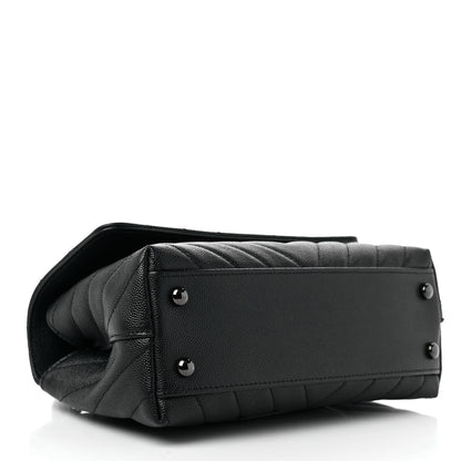 Chanel Caviar Chevron Quilted Mini Coco Handle Flap So Black 3 of 10