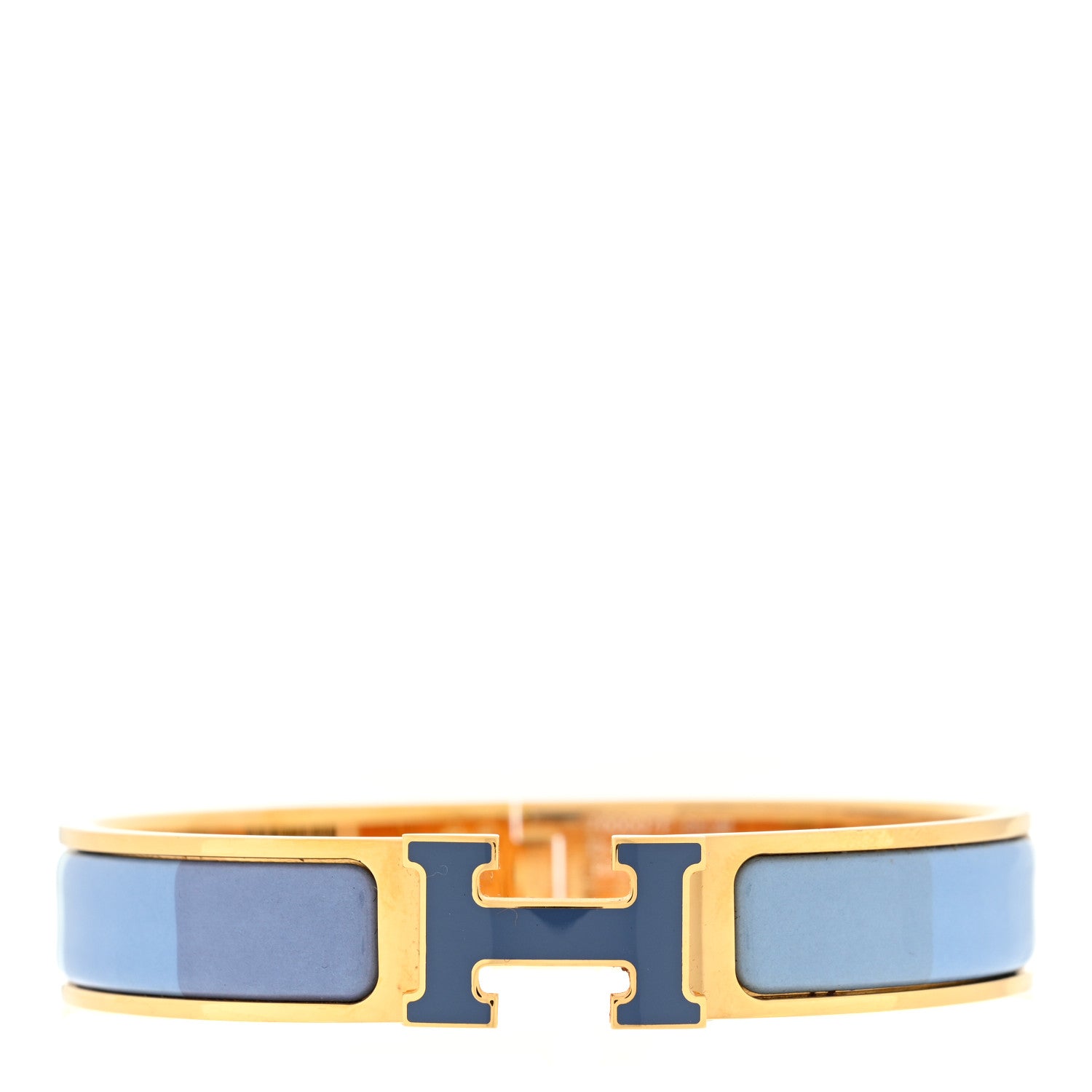 Hermes Enamel Narrow Clic Clac H Bracelet GM Rainbow Bleu 1 of 3