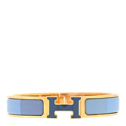 Hermes Enamel Narrow Clic Clac H Bracelet GM Rainbow Bleu 1 of 3