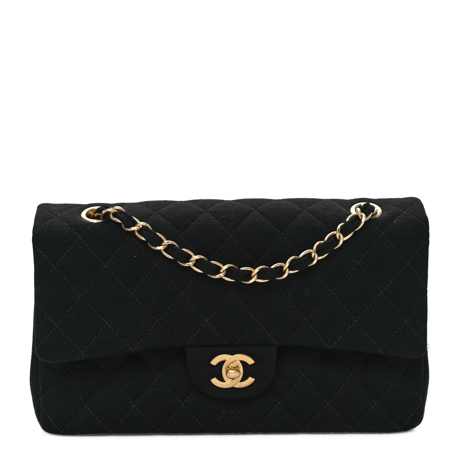 Chanel Jersey Quilted Medium Double Flap Black 1 of 10