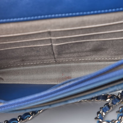 Chanel Patent Quilted Brilliant Wallet On Chain WOC Blue 9 of 13