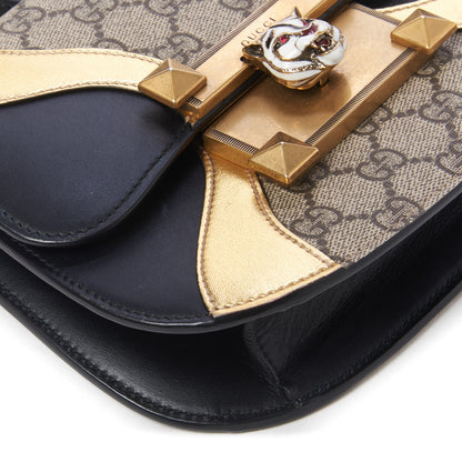 Gucci GG Supreme Monogram Small Osiride Shoulder Bag Black Gold 6 of 10