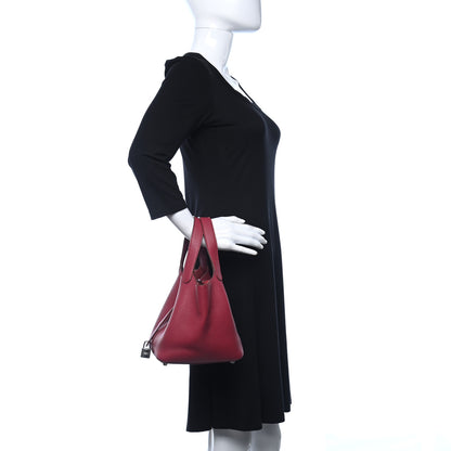 Hermes Taurillon Clemence Picotin Lock 18 PM Rubis 2 of 10