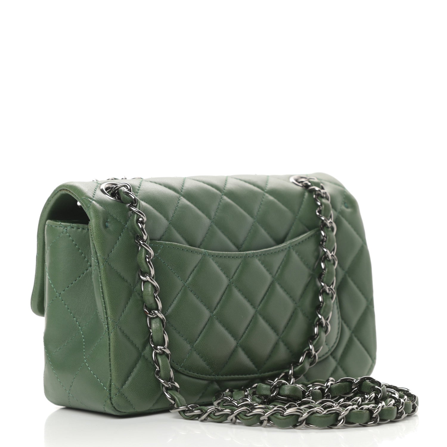 Chanel Lambskin Quilted Mini Rectangular Flap Green 3 of 14