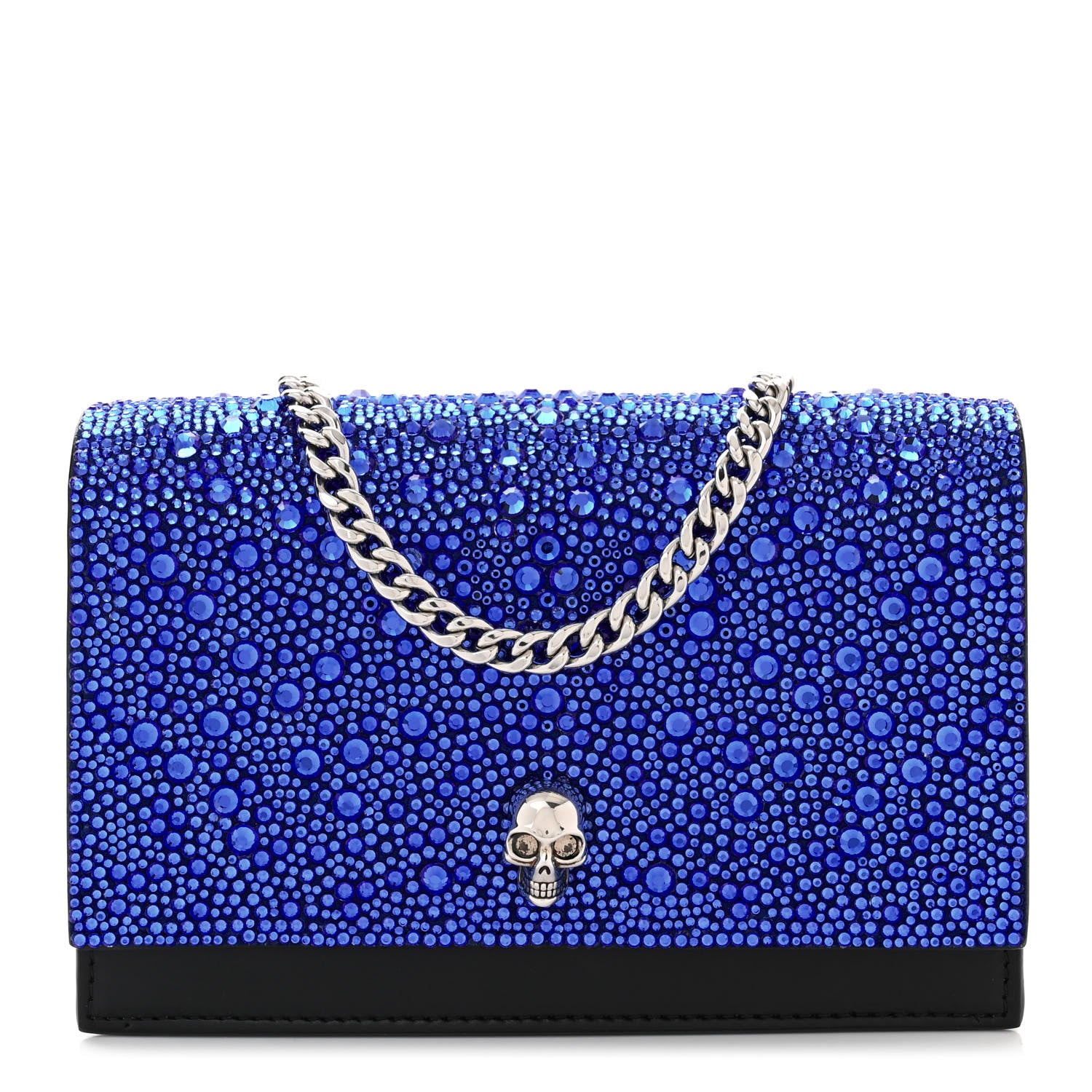 Alexander McQueen Calfskin Crystal Skull Mini Crossbody Bag Electric Blue 1 of 10