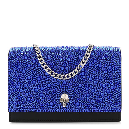 Alexander McQueen Calfskin Crystal Skull Mini Crossbody Bag Electric Blue 1 of 10