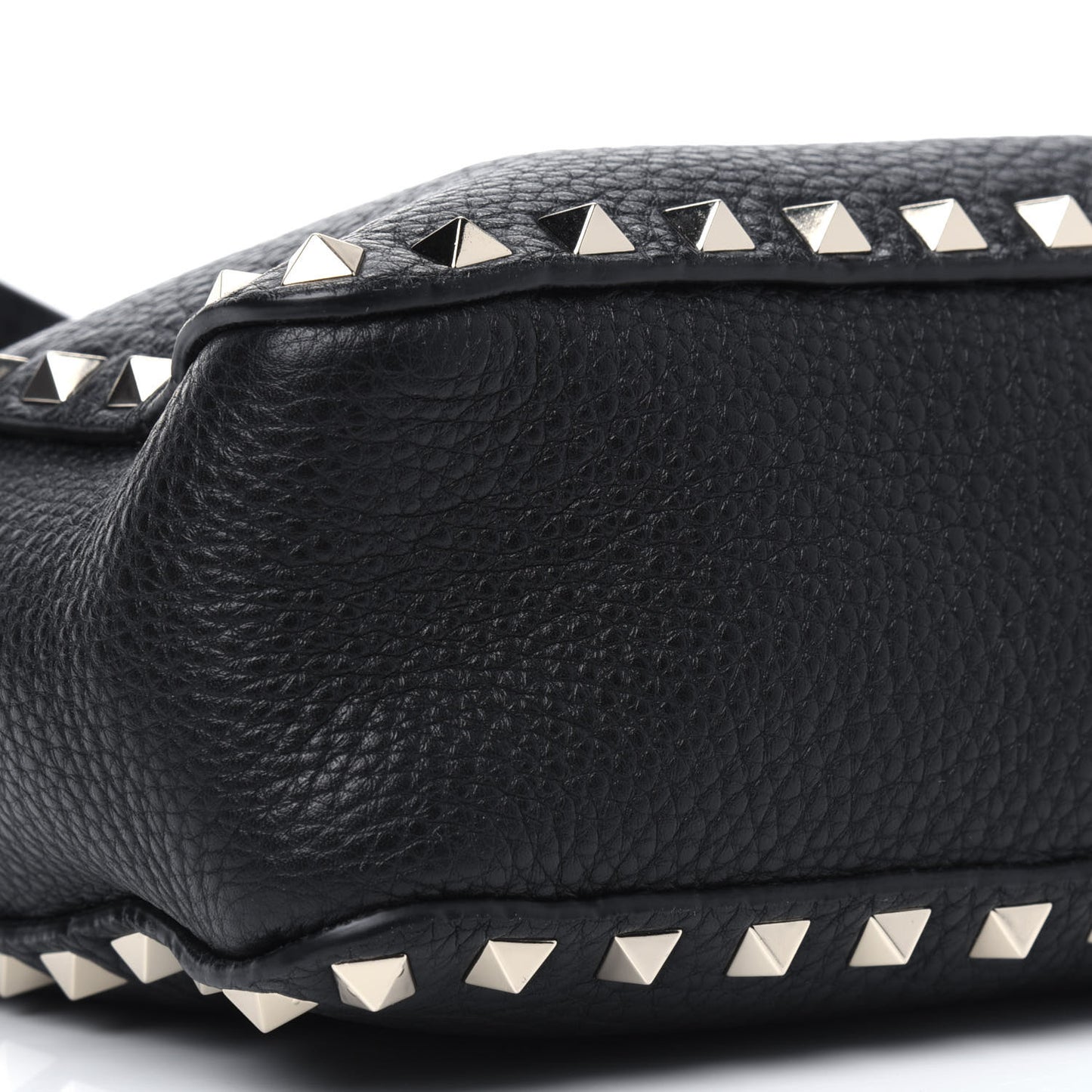 Pebbled Calfskin Mini Rockstud Flip-Lock Messenger Bag Black