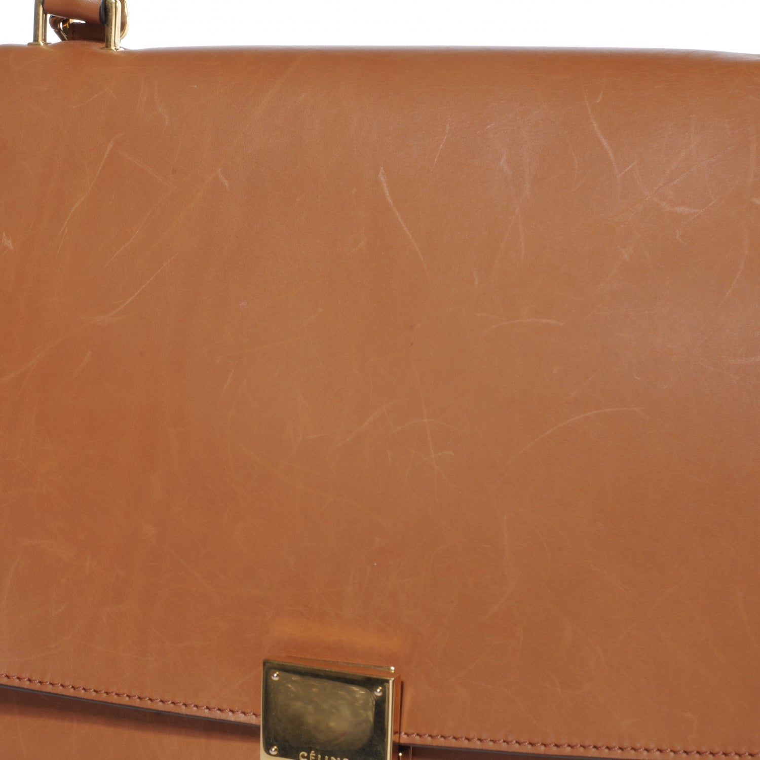 Celine Calfskin and Suede Small Trapeze Tan 9 of 9