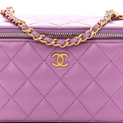 Chanel Lambskin Quilted Pearl Crush Small Vanity Case With Chain Purple 8 of 10