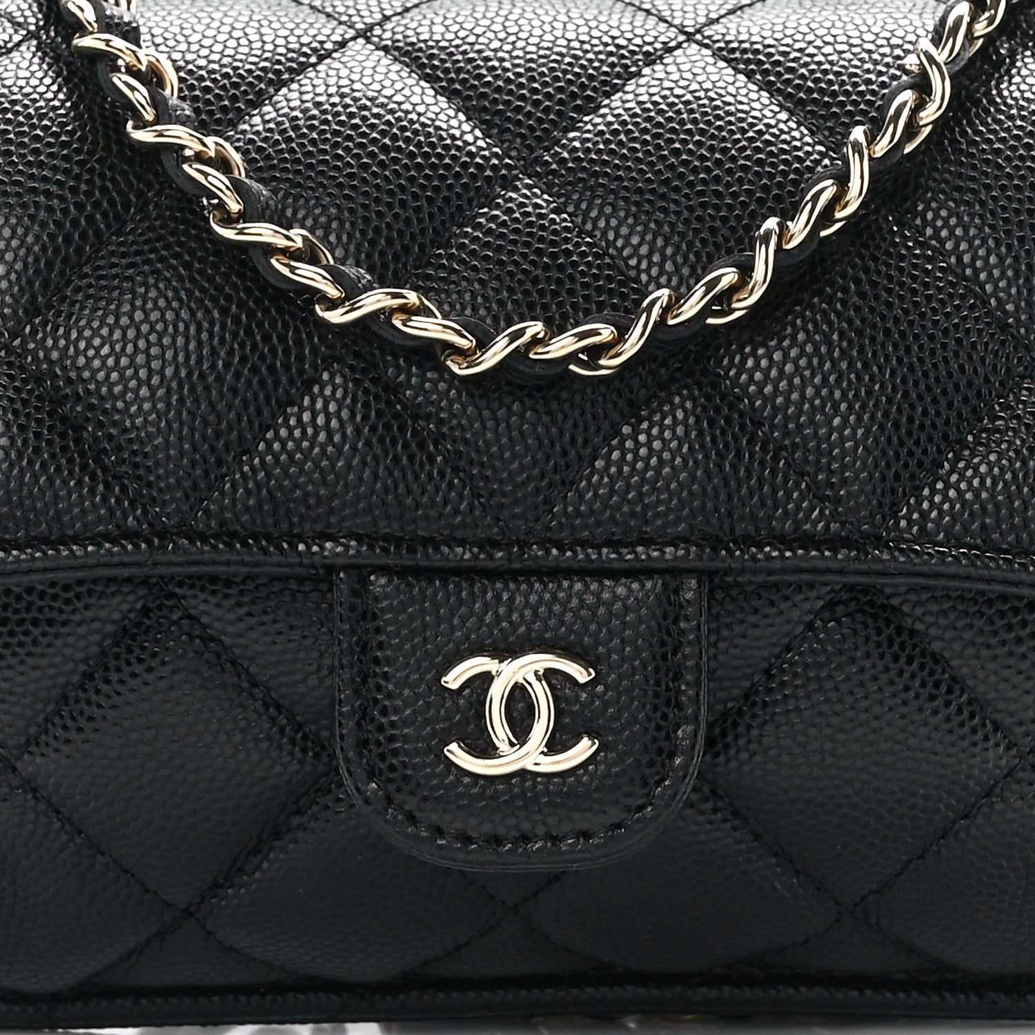 Chanel Caviar Fabric Quilted Foldable Tote With Chain Black Multicolor 16 of 19