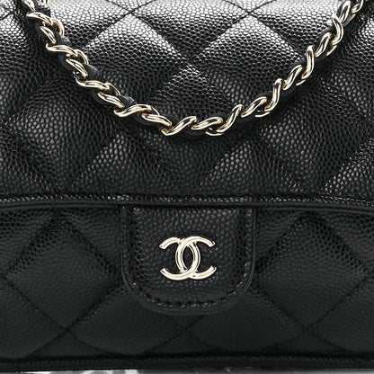 Chanel Caviar Fabric Quilted Foldable Tote With Chain Black Multicolor 16 of 19
