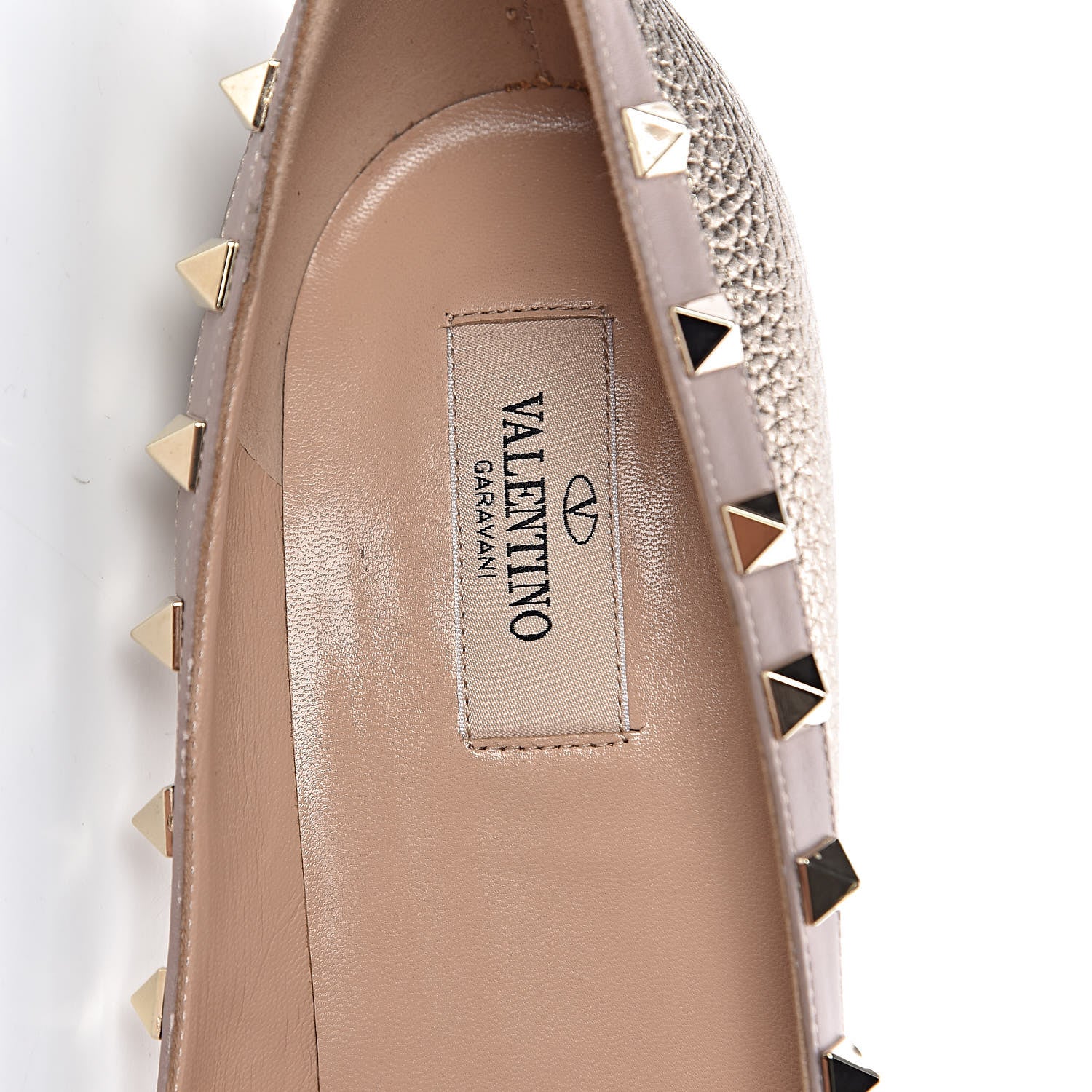 Valentino Garavani Metallic Pebbled Calfskin Rockstud 100mm Pumps 40 Skin Poudre 10 of 10