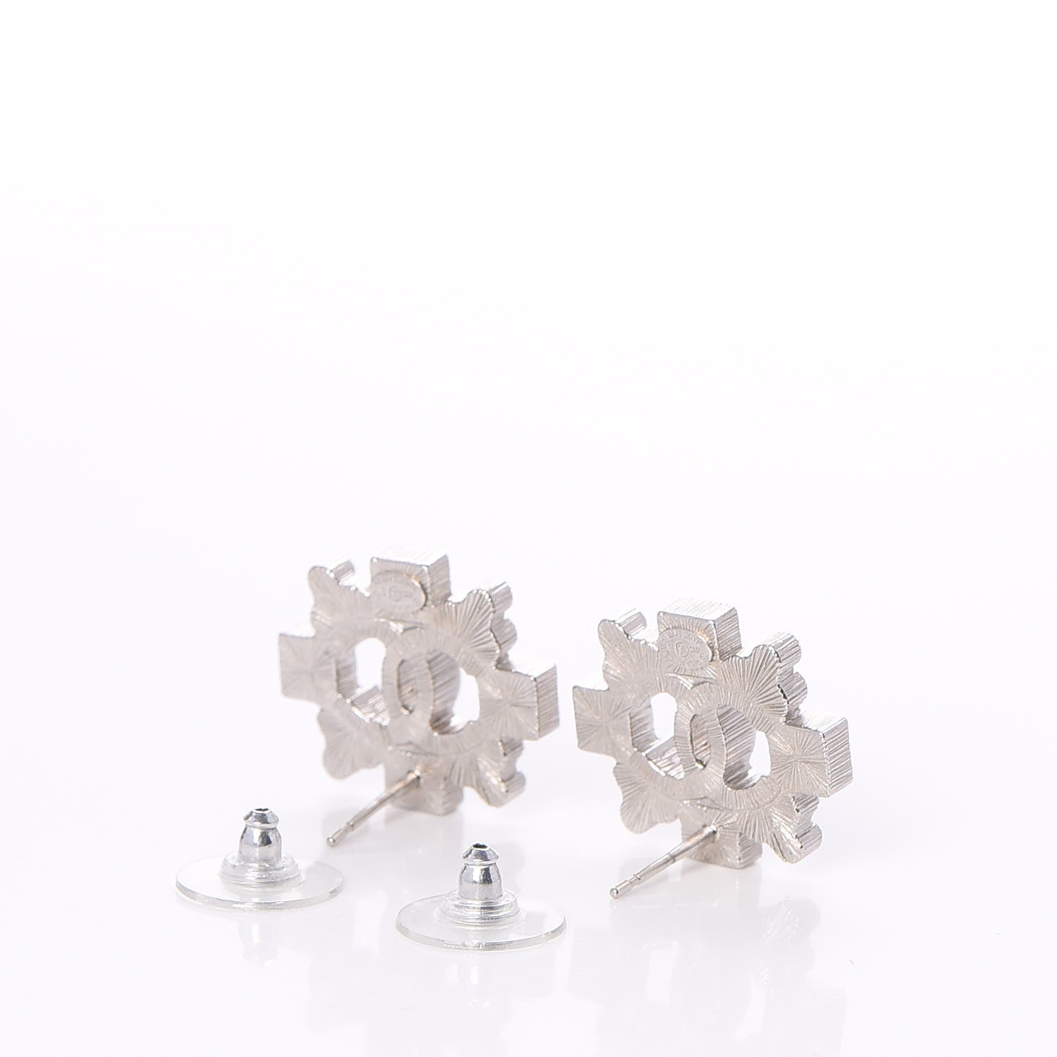 Chanel Baguette Crystal CC Earrings Silver 2 of 5