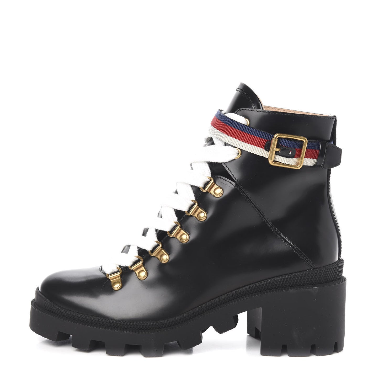 Calfskin Sylvie Web Womens Lace Up Combat Boots 38 Black