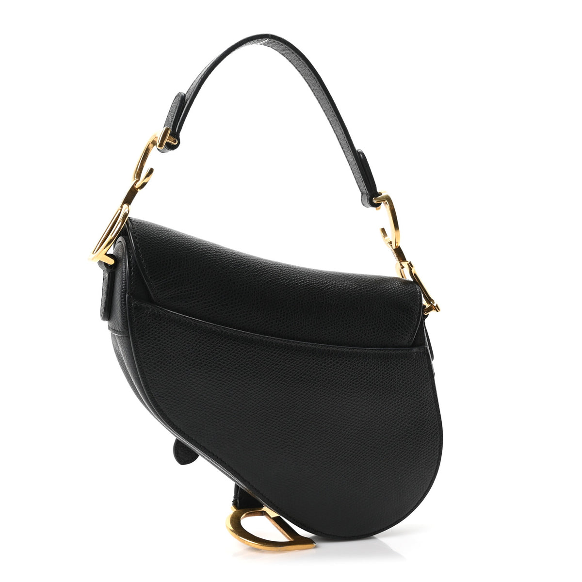 Grained Calfskin Mini Saddle Bag Black