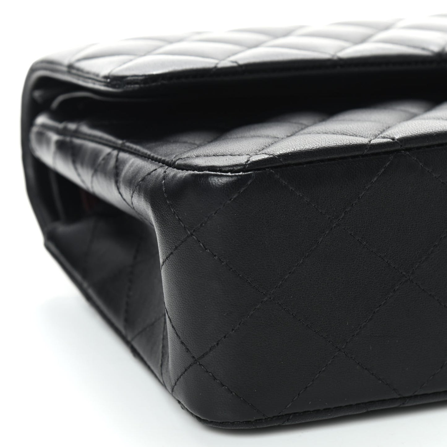 Lambskin Quilted Medium Double Flap Black