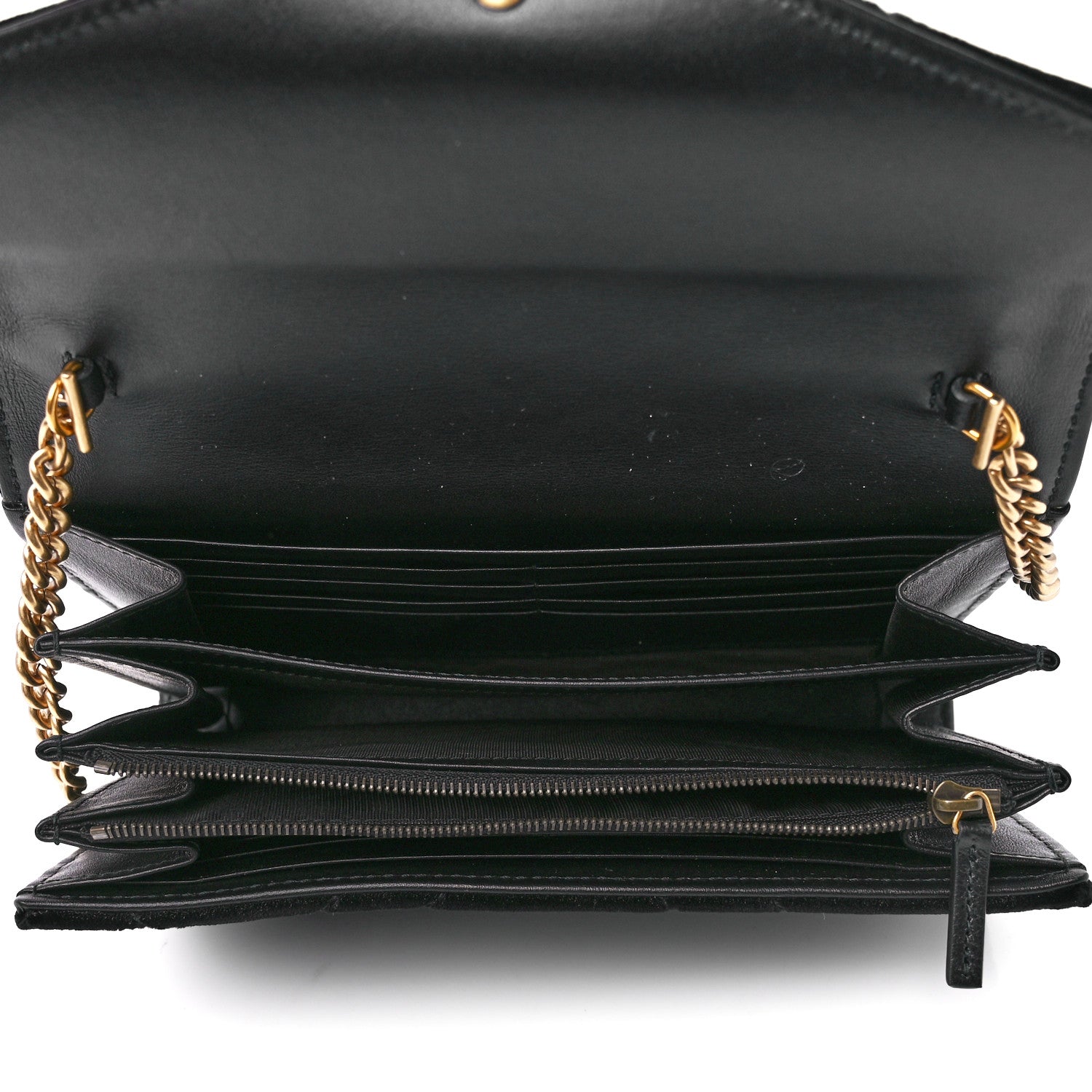 Gucci Velvet Matelasse GG Marmont Chain Wallet Black 5 of 11
