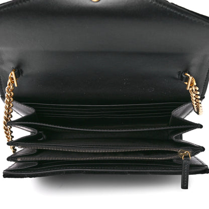 Gucci Velvet Matelasse GG Marmont Chain Wallet Black 5 of 11