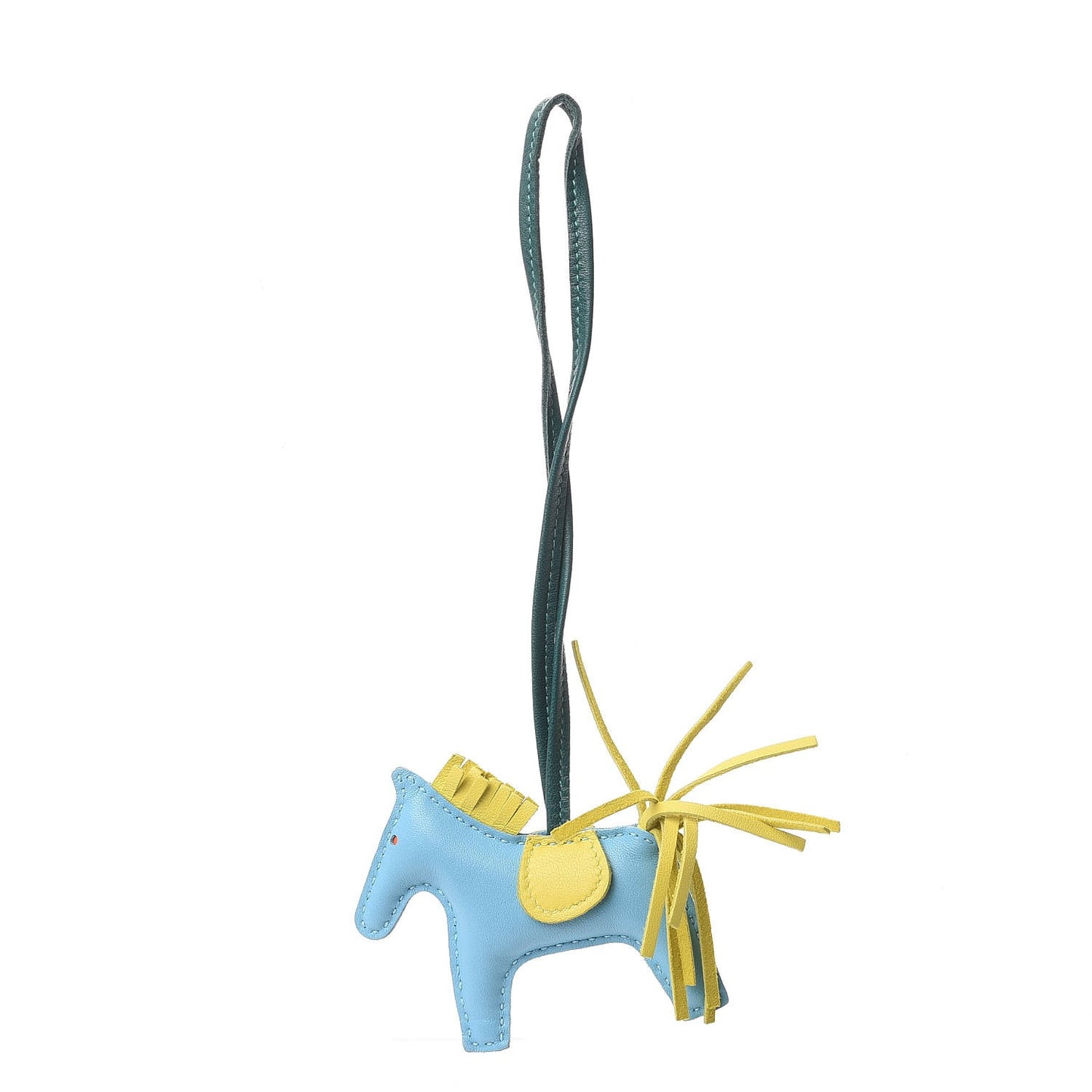 Milo Lambskin Grigri Rodeo Horse Bag Charm PM Bleu Celeste Lime Malachite