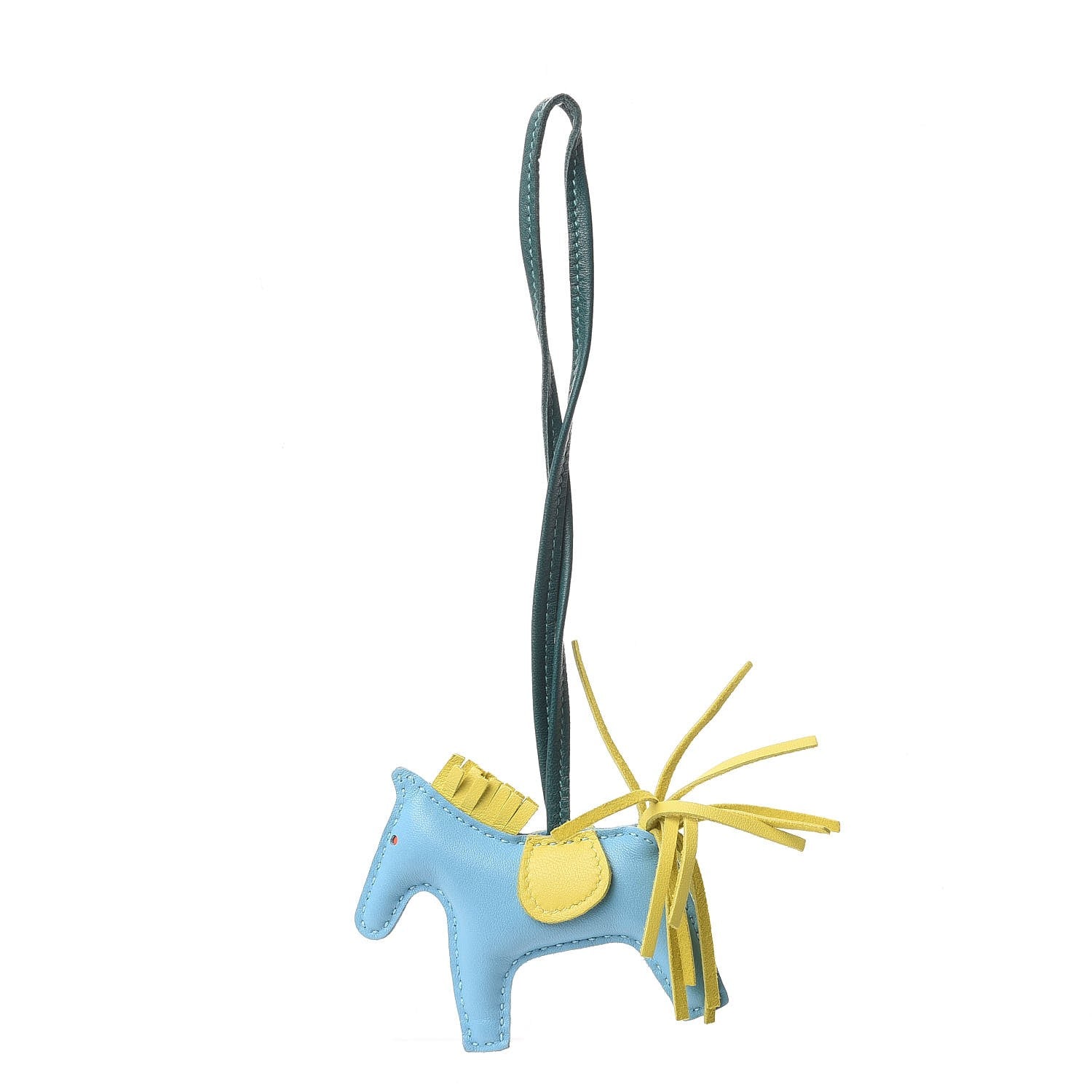Hermes Milo Lambskin Grigri Rodeo Horse Bag Charm PM Bleu Celeste Lime Malachite 1 of 4