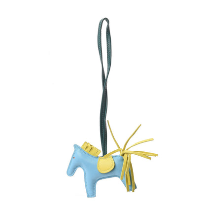 Hermes Milo Lambskin Grigri Rodeo Horse Bag Charm PM Bleu Celeste Lime Malachite 1 of 4