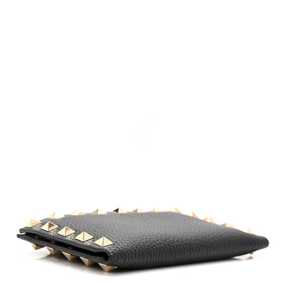 Valentino Garavani Pebbled Calfskin Rockstud Coin Case Card Holder Black 4 of 7