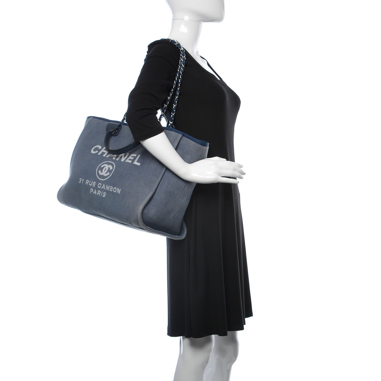 Chanel Canvas Large Deauville Tote Denim Blue 2 of 14
