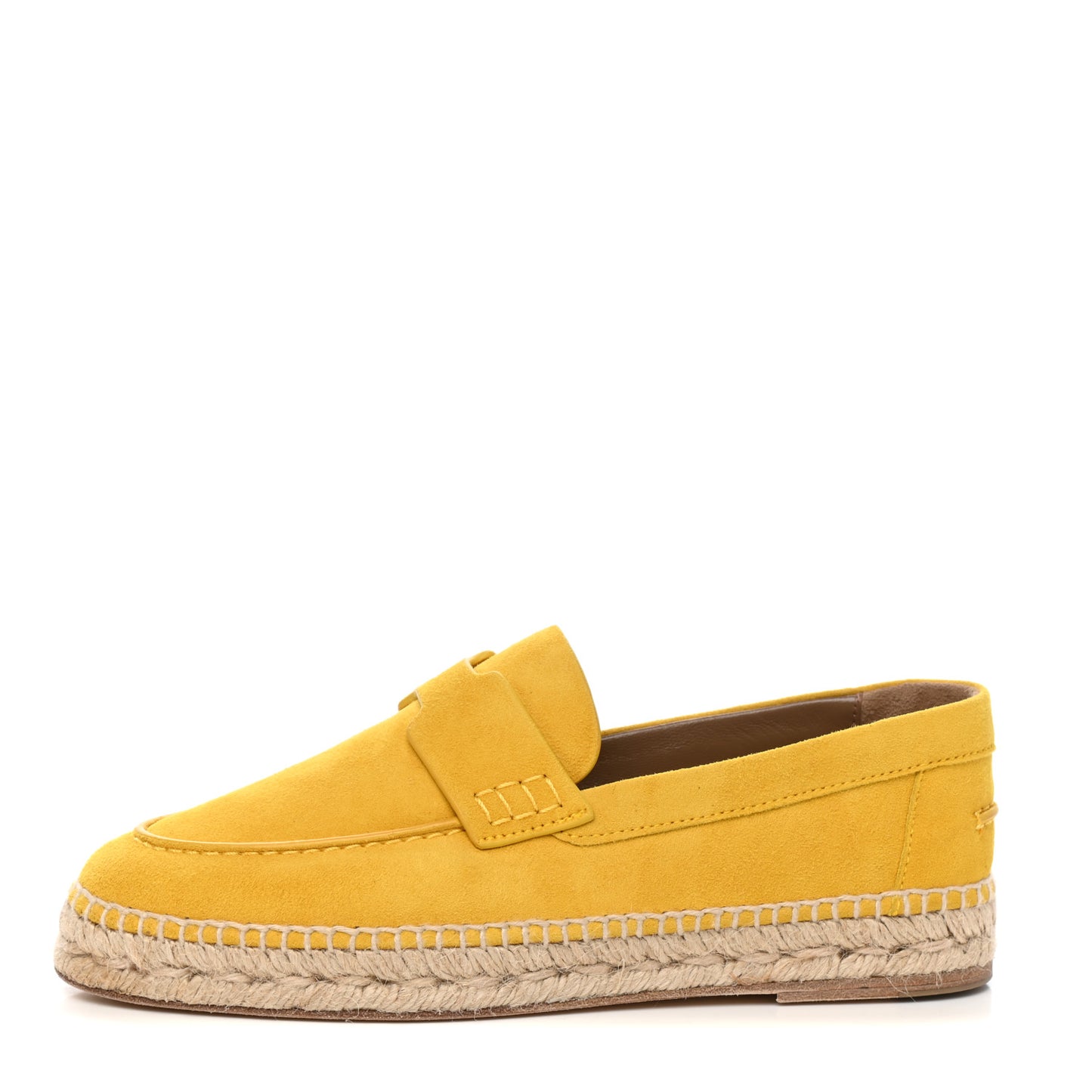 Suede Goatskin Womens Trip Espadrilles 36 Jaune Citron
