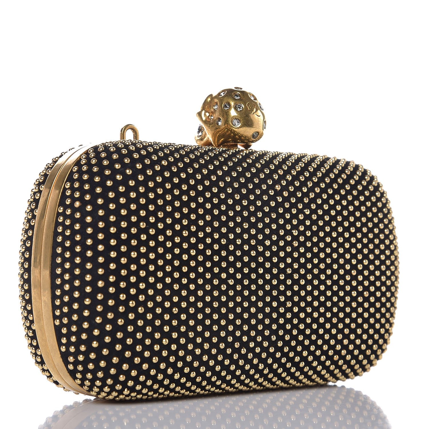 Alexander McQueen Suede Studded Skull Box Clutch Black 3 of 9