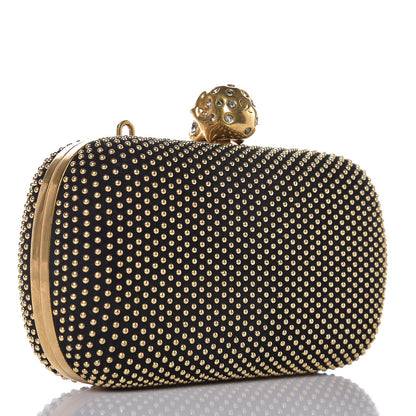 Alexander McQueen Suede Studded Skull Box Clutch Black 3 of 9