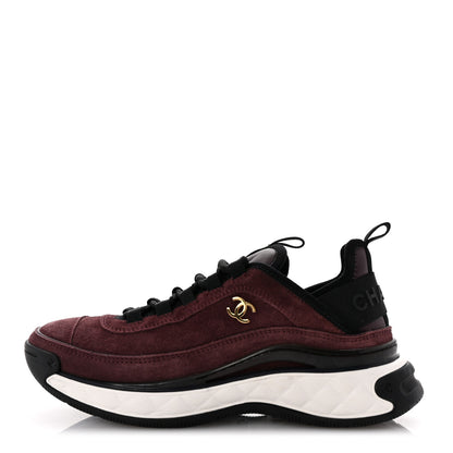 Chanel Suede Calfskin Nylon Grosgrain CC Sneakers 37 Dark Purple 1 of 11