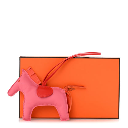 Hermes Milo Lambskin Grigri Rodeo Horse Bag Charm MM Rose Azalee Orange Poppy 4 of 4