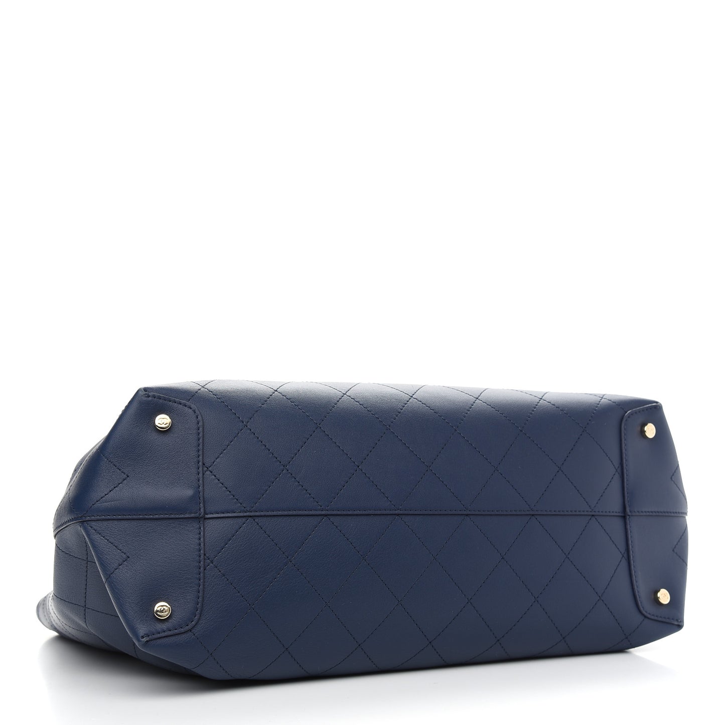 Calfskin Stitched Large Shopping Tote Blue