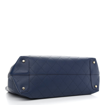 Chanel Calfskin Stitched Large Shopping Tote Blue 4 of 9