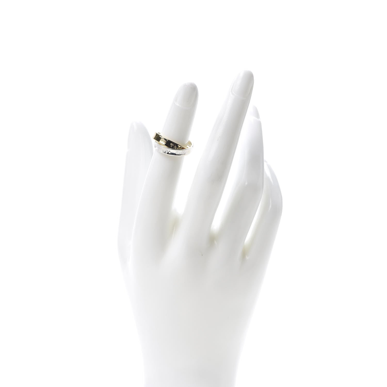 Tiffany 18K Yellow Gold Sterling Silver 1837 Interlocking Circles Ring 46 3.75 2 of 4